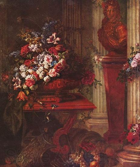 Jorg Breu the Elder Vase mit Blumen und Bronzebuste Ludwigs XIV Spain oil painting art